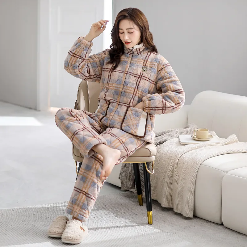 XIAFENYAN Pajama Set Women's Milk Coffee-3