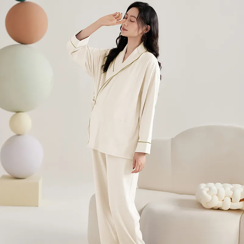 XIAFENYAN Pajama Set Women's Apricot-5
