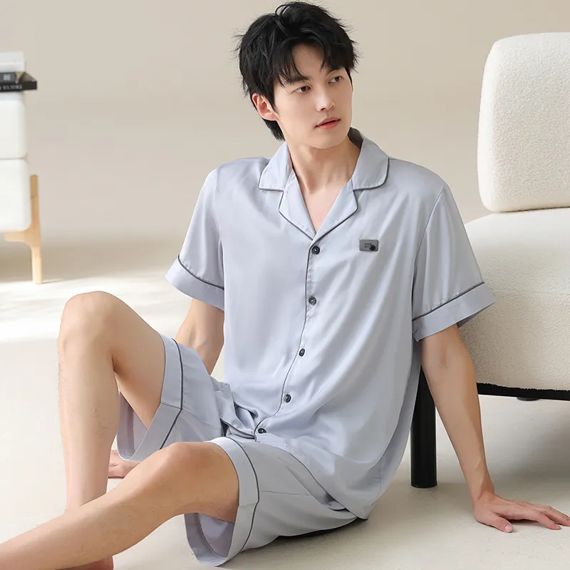 XIAFENYAN Pajama Set Men's Light Blue-2