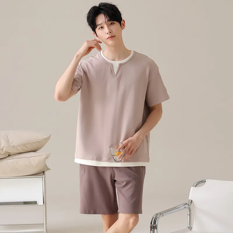 XIAFENYAN Pajama Set Men's Brown-2