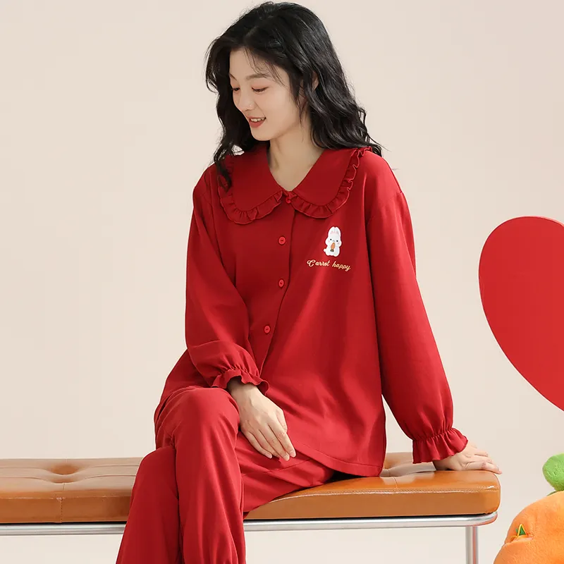 XIAFENYAN Pajama Set Women's Red-6