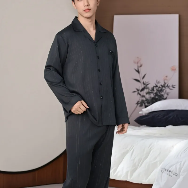 XIAFENYAN Pajama Set Men's Black-4