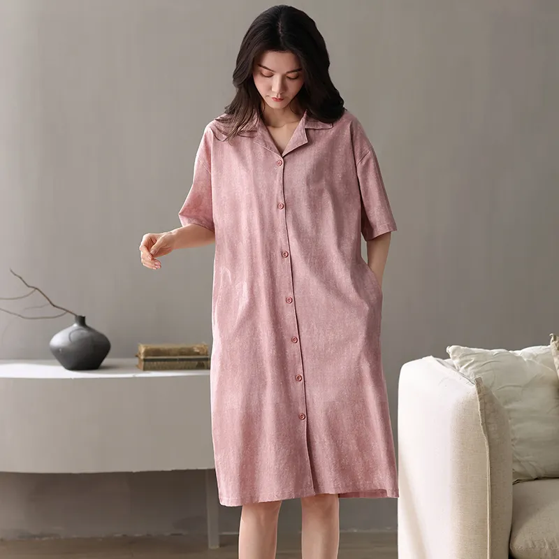 XIAFENYAN Nightgown Women's Pink-6