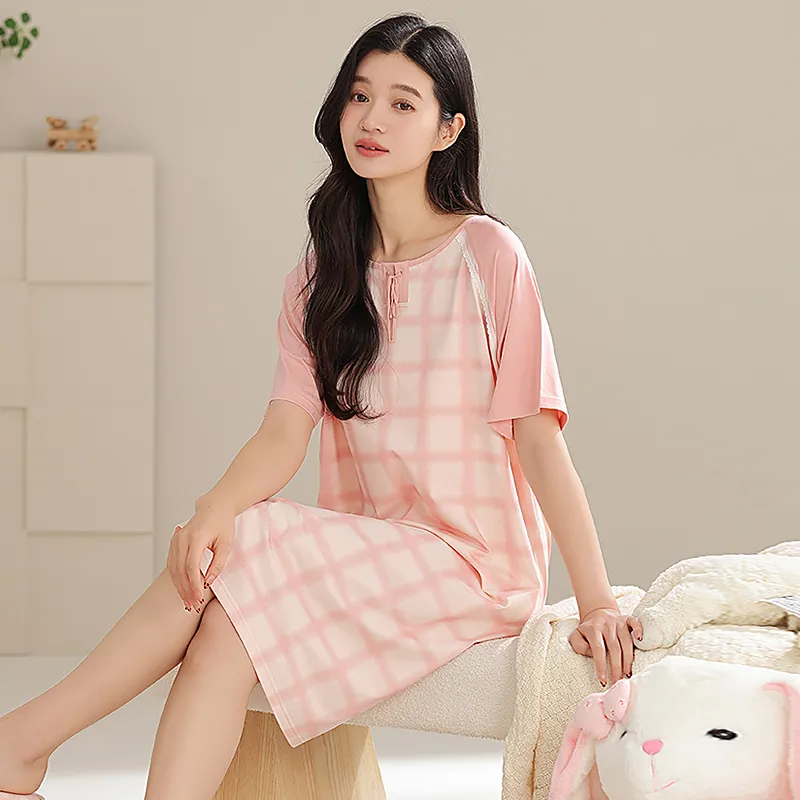 XIAFENYAN Nightgown Women's Pink-4