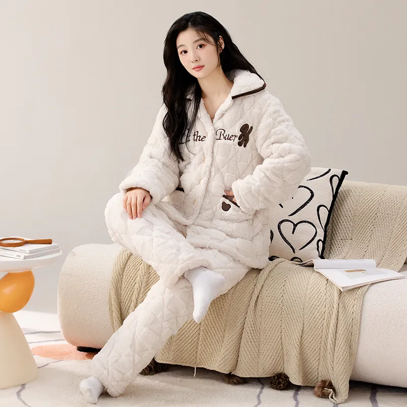 XIAFENYAN Pajama Set Women's Cream White-4