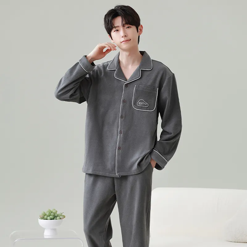 XIAFENYAN Pajama Set Men's Gray-4