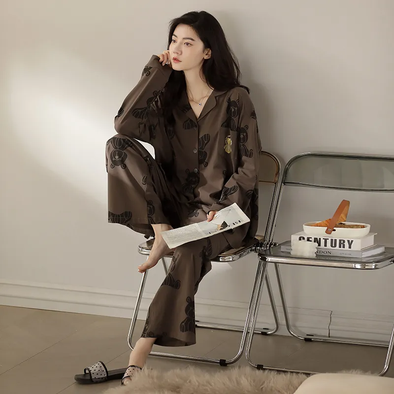 XIAFENYAN Pajama Set Women's Brown-1