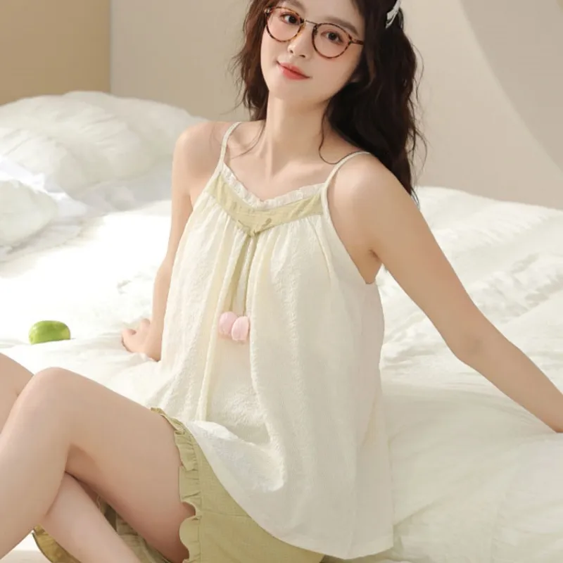 XIAFENYAN Pajama Set Women's Apricot-5