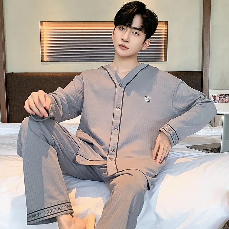 XIAFENYAN Pajama Set Men's Gray-5