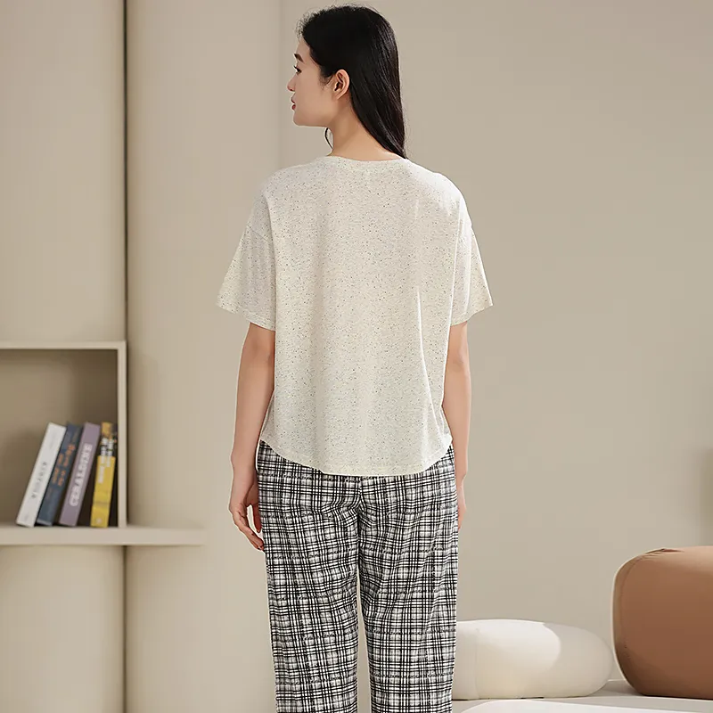 XIAFENYAN Pajama Set Women's Gray White-6