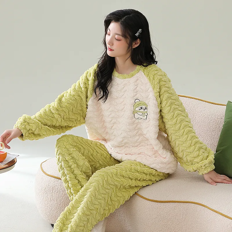 XIAFENYAN Pajama Set Women's Green-3