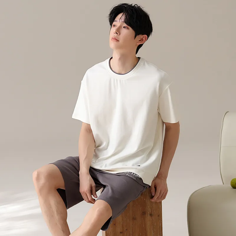 XIAFENYAN Pajama Set Men's Apricot-4