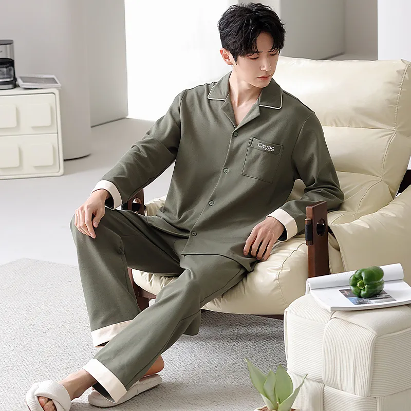 XIAFENYAN Pajama Set Men's Green-4