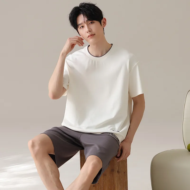 XIAFENYAN Pajama Set Men's Apricot-3