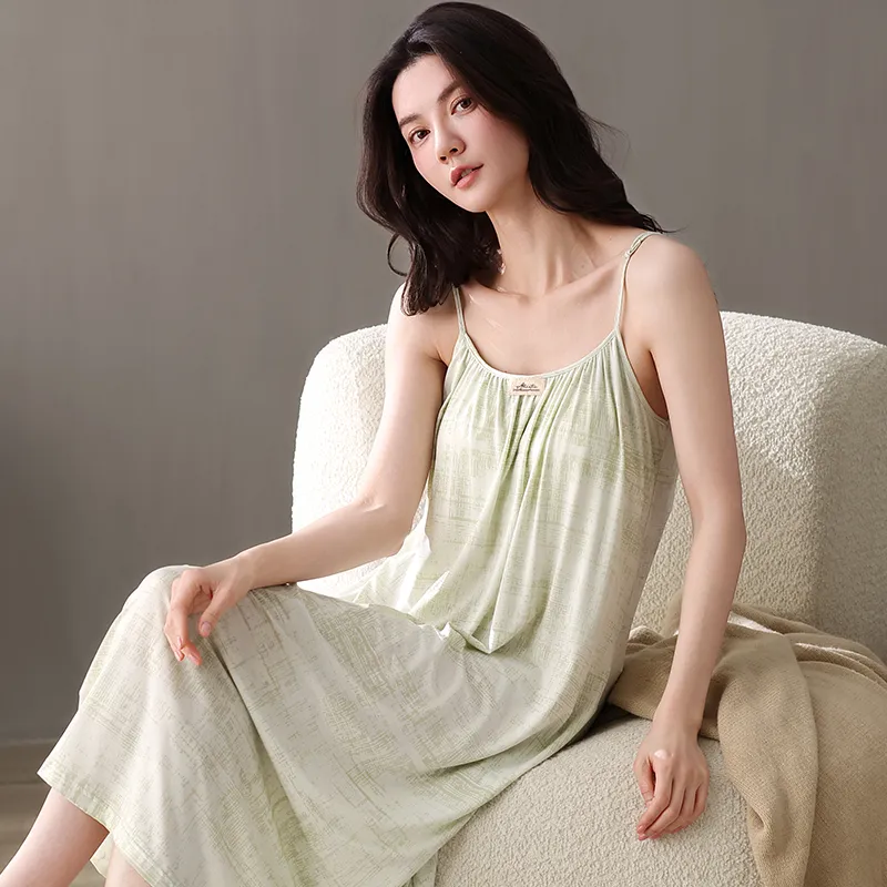 XIAFENYAN Nightgown Women's Green-4