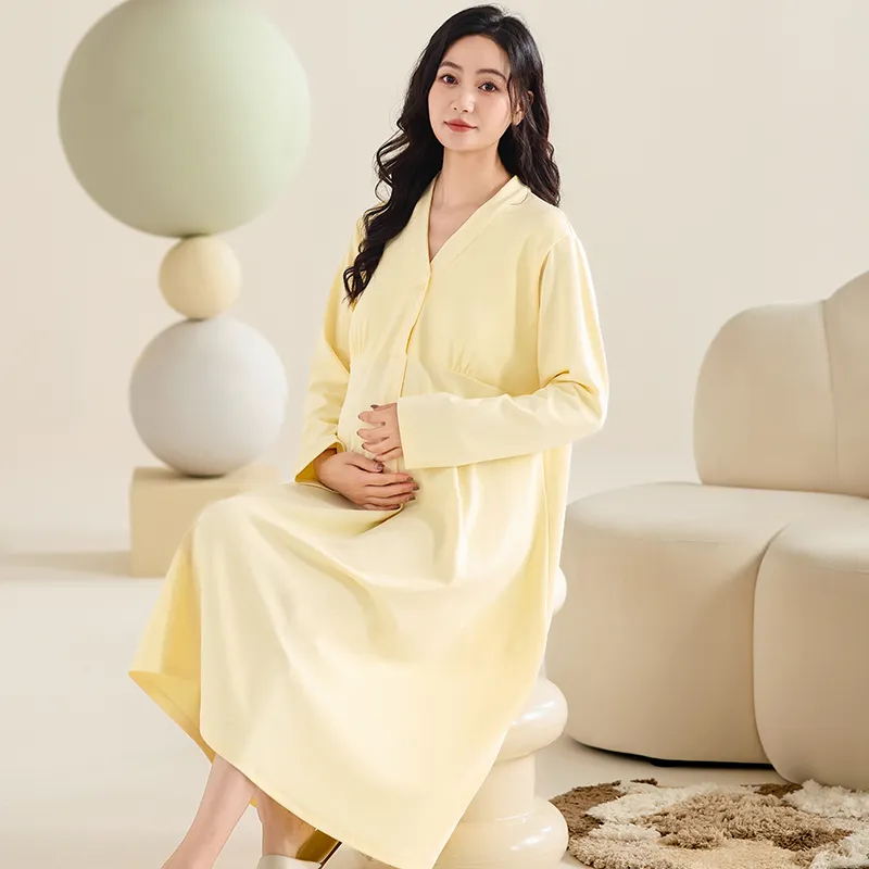 XIAFENYAN Nightgown Women's Yellow-2