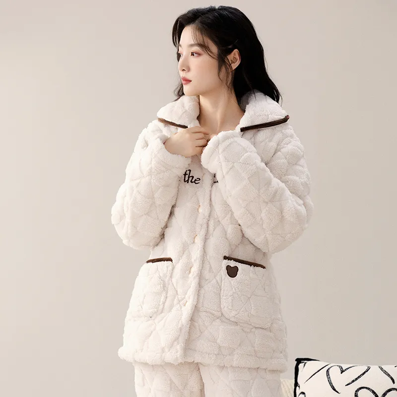 XIAFENYAN Pajama Set Women's Cream White-5
