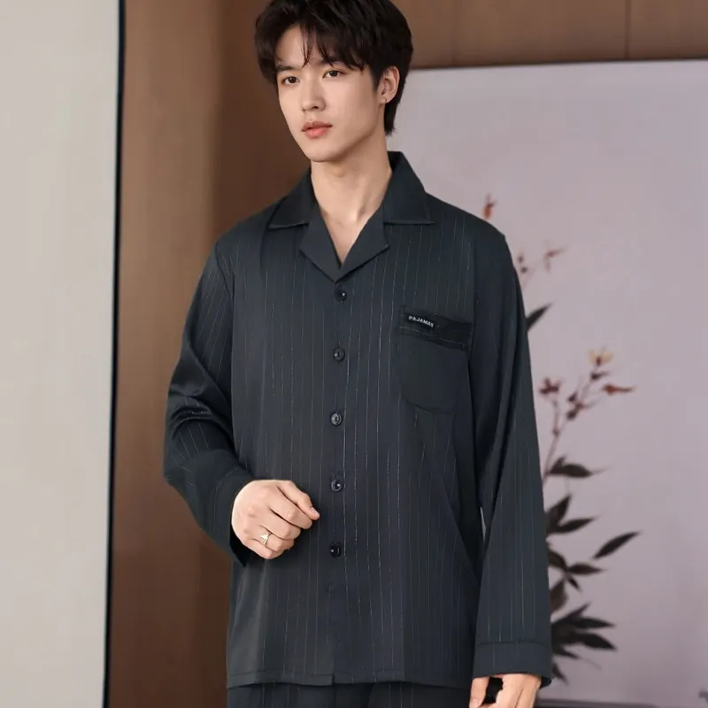 XIAFENYAN Pajama Set Men's Black-2