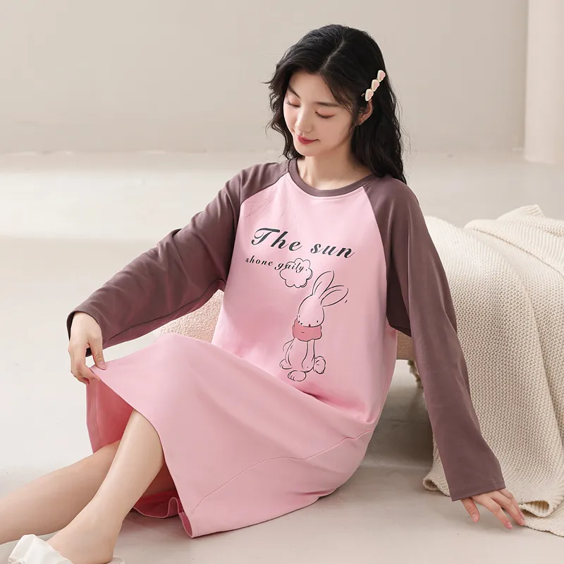 XIAFENYAN Nightgown Women's Pink-1