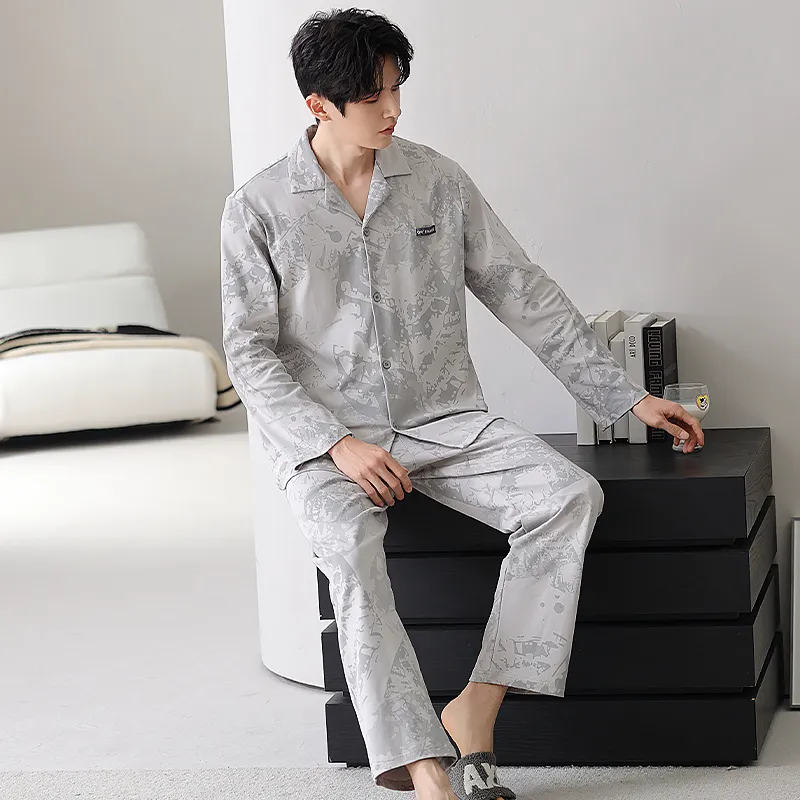 XIAFENYAN Pajama Set Men's Gray-2