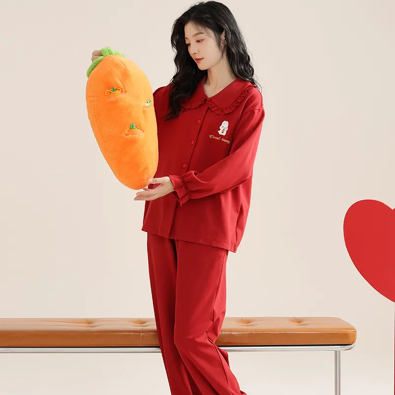 XIAFENYAN Pajama Set Women's Red-7
