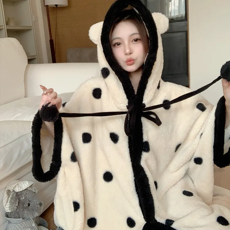 XIAFENYAN Pajama Robe Women's Ecru-4