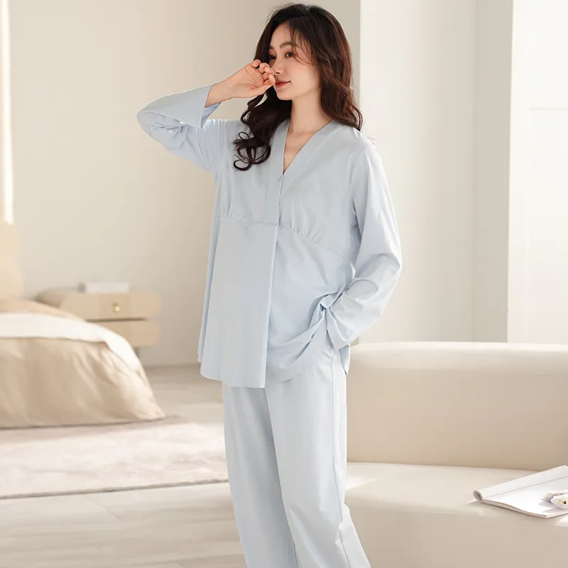 XIAFENYAN Pajama Set Women's Light Blue-6