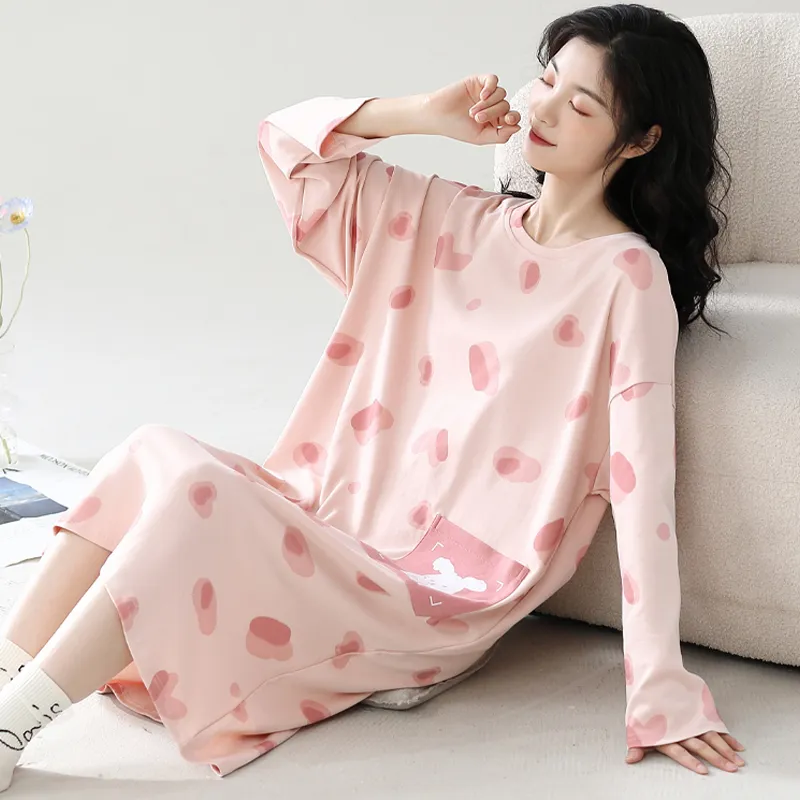 XIAFENYAN Nightgown Women's Pink-4