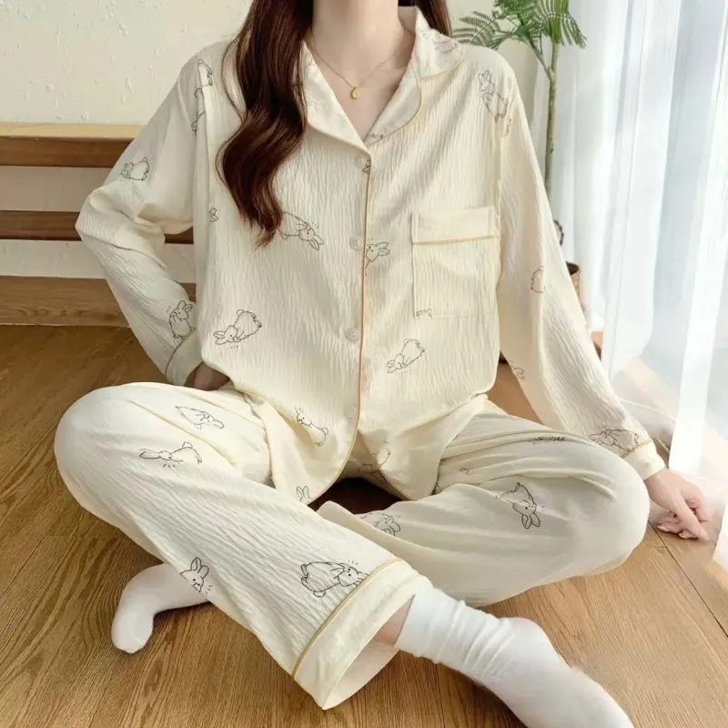 XIAFENYAN Pajama Set Women's Apricot-3
