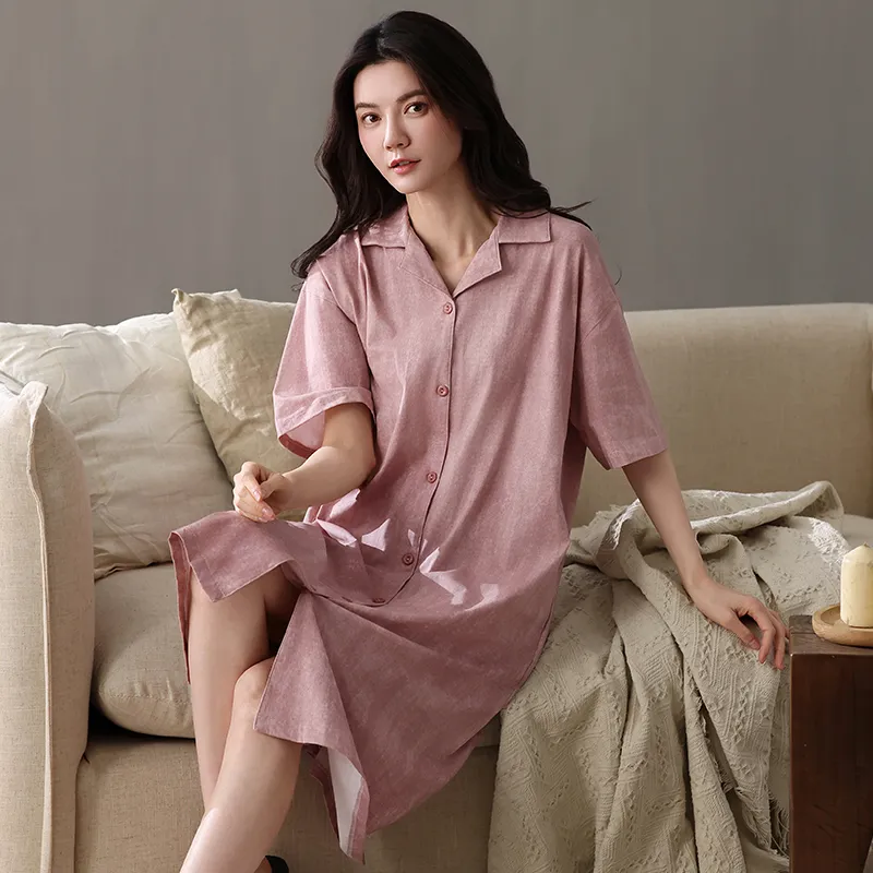 XIAFENYAN Nightgown Women's Pink-2