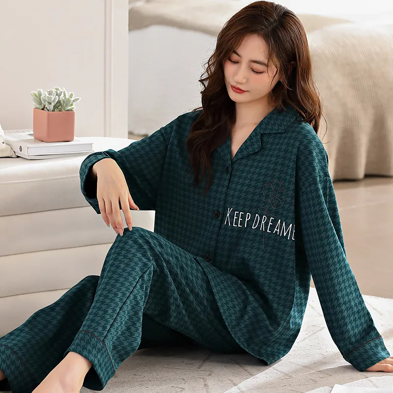 XIAFENYAN Pajama Set Women's Green-3