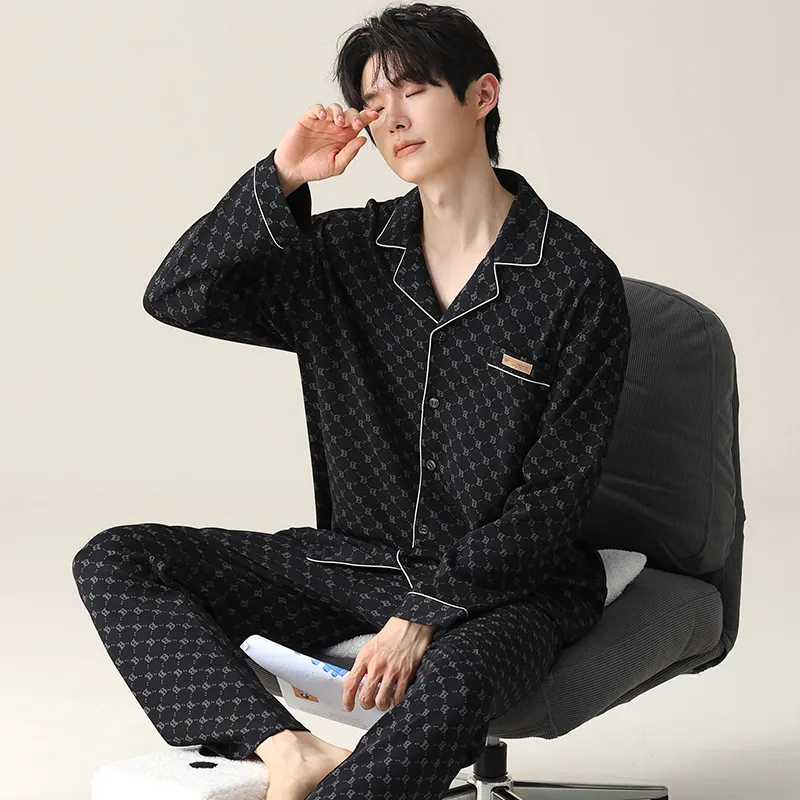 XIAFENYAN Pajama Set Men's Gift Box Set Black-3