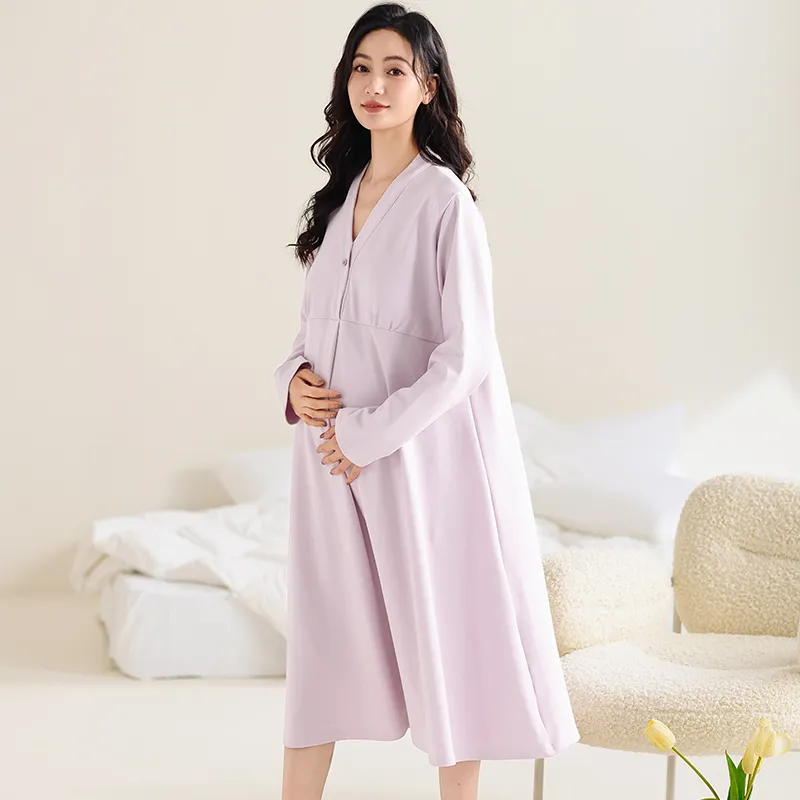 XIAFENYAN Nightgown Women's Purple-4