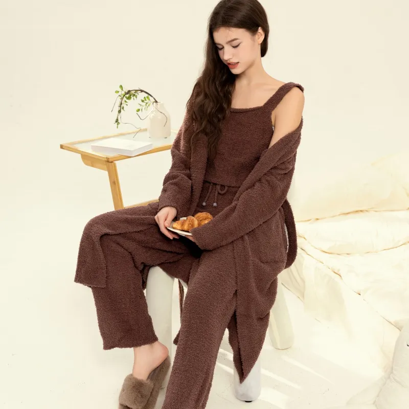 XIAFENYAN Pajama Set Women's Brown-3