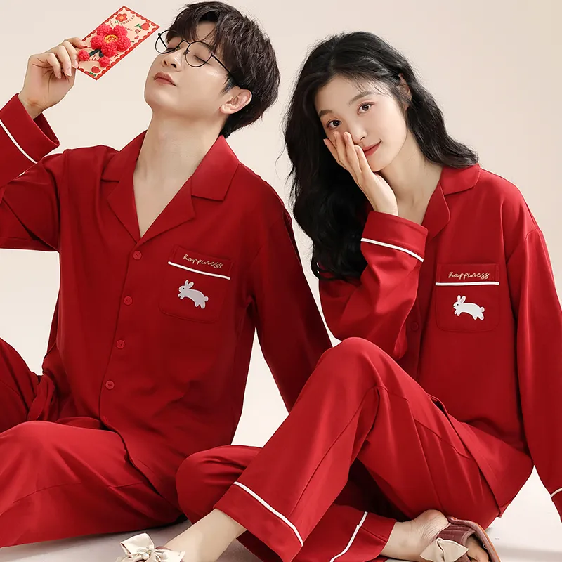 XIAFENYAN Pajama Set Unisex Red-3