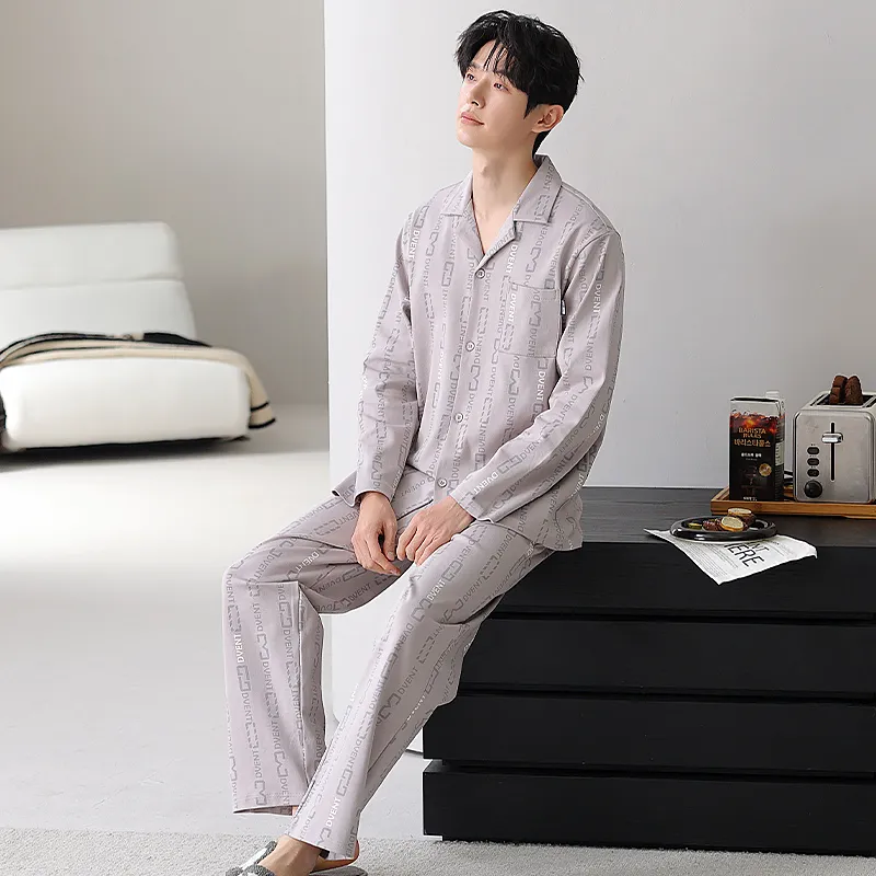 XIAFENYAN Pajama Set Men's Gray-5