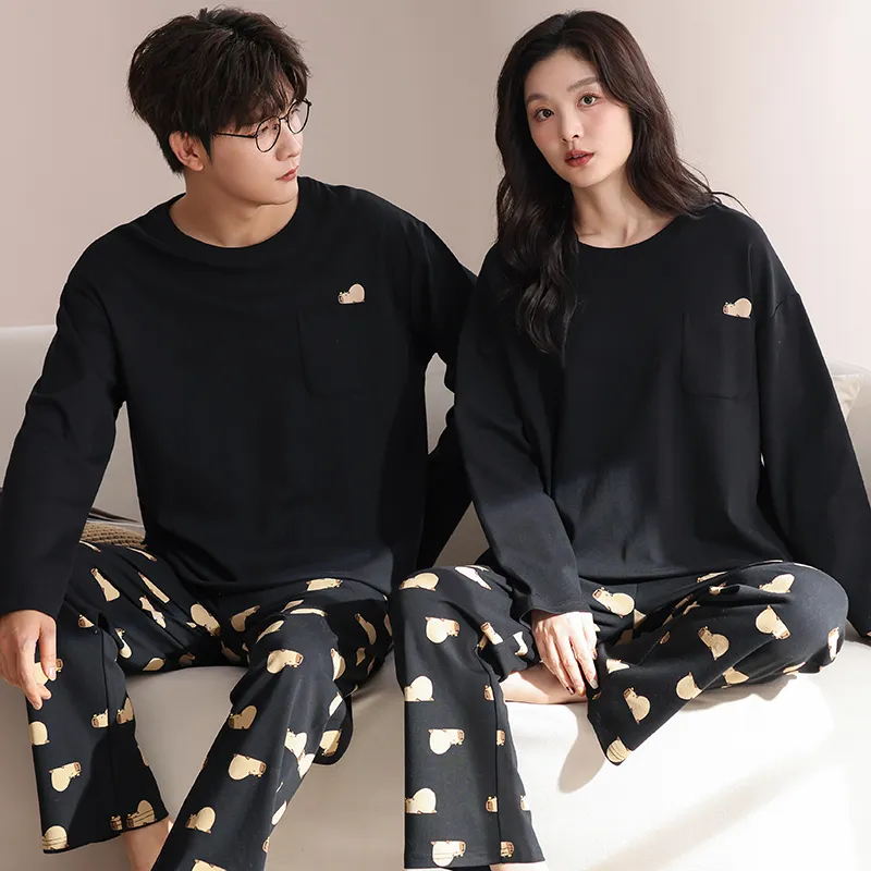 XIAFENYAN Pajama Set Unisex Black-4