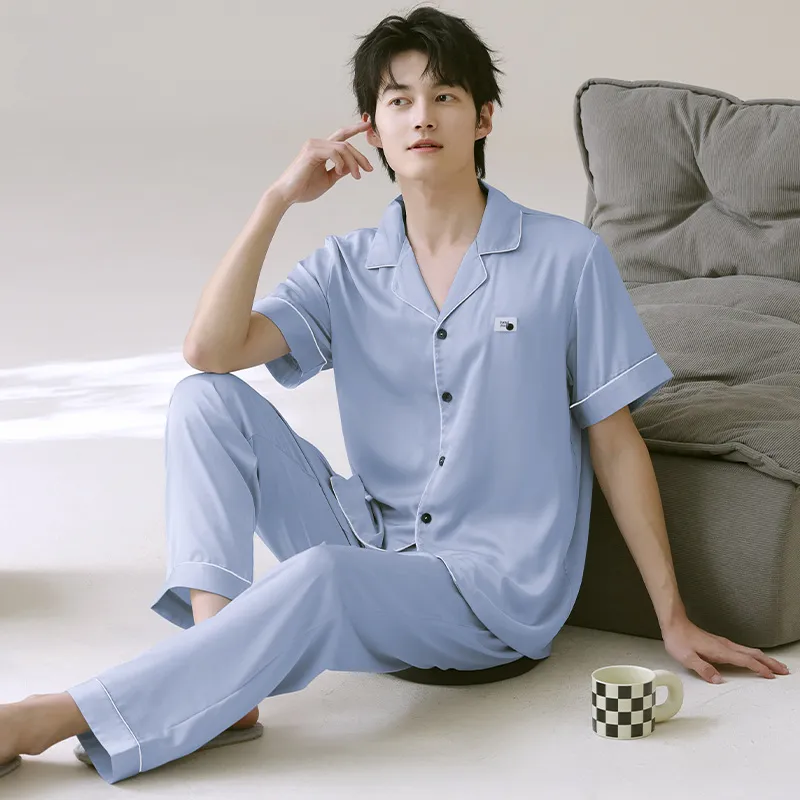 XIAFENYAN Pajama Set Men's Sky Blue-4