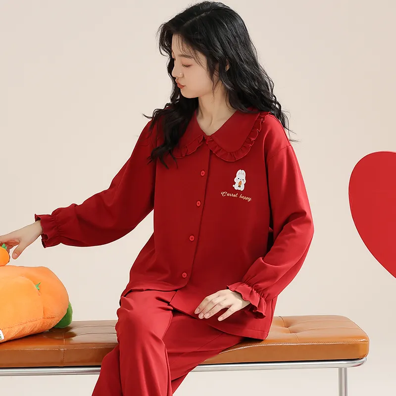 XIAFENYAN Pajama Set Women's Red-2