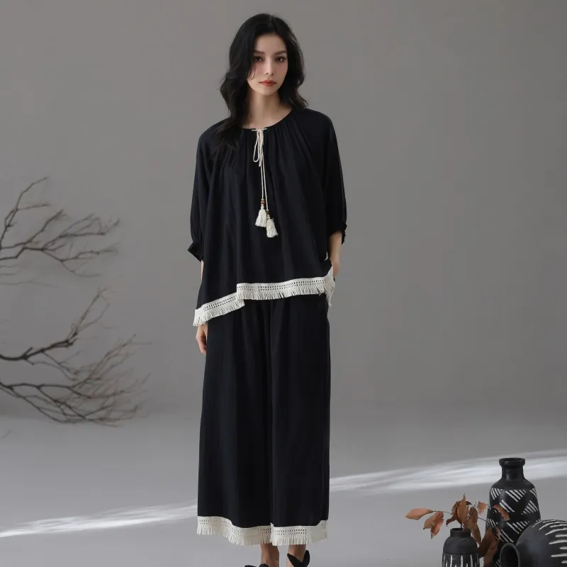 XIAFENYAN Pajama Set Women's Black-1
