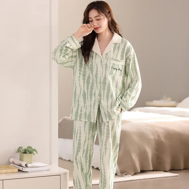 XIAFENYAN Pajama Set Women's Green-7