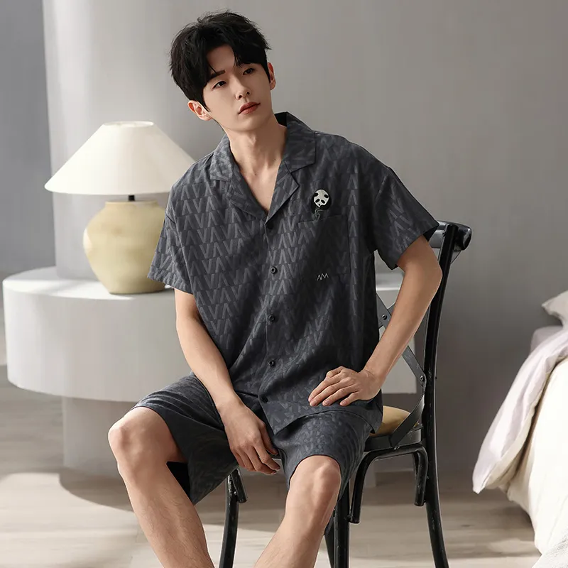 XIAFENYAN Pajama Set Men's Dark Gray-4