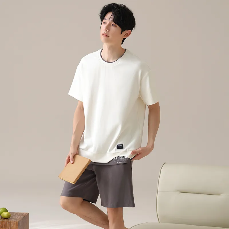 XIAFENYAN Pajama Set Men's Apricot-2