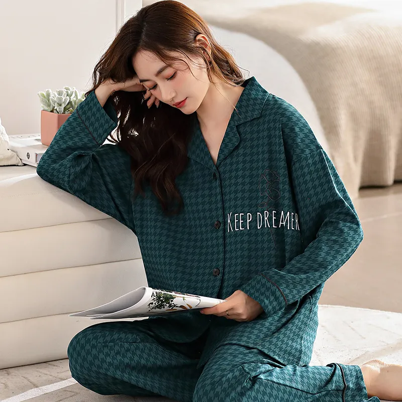 XIAFENYAN Pajama Set Women's Green-5