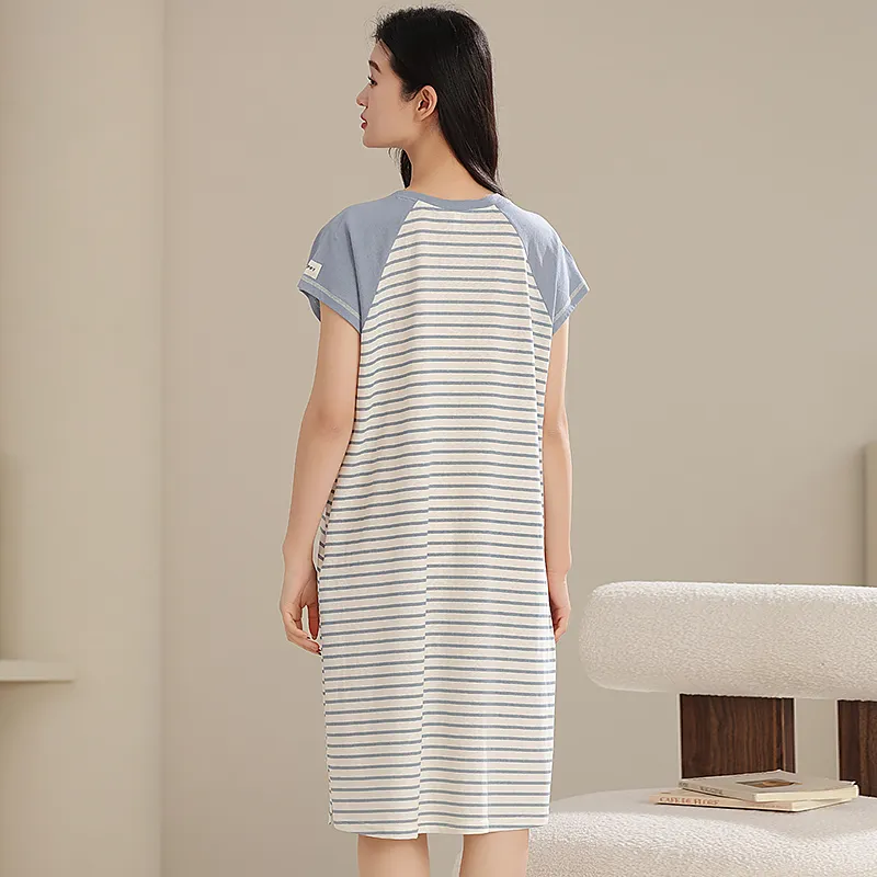 XIAFENYAN Nightgown Women's Light Blue-6