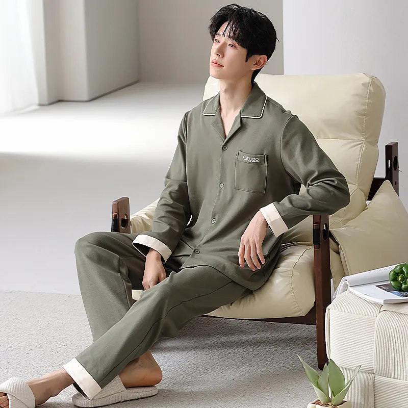 XIAFENYAN Pajama Set Men's Green-1