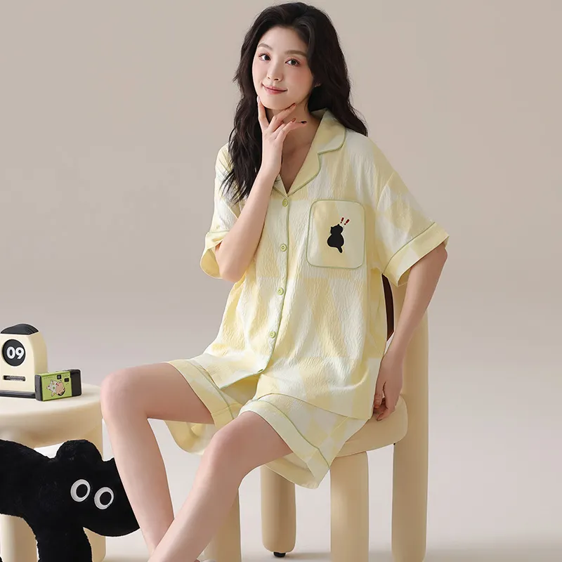 XIAFENYAN Pajama Set Women's Yellow-6