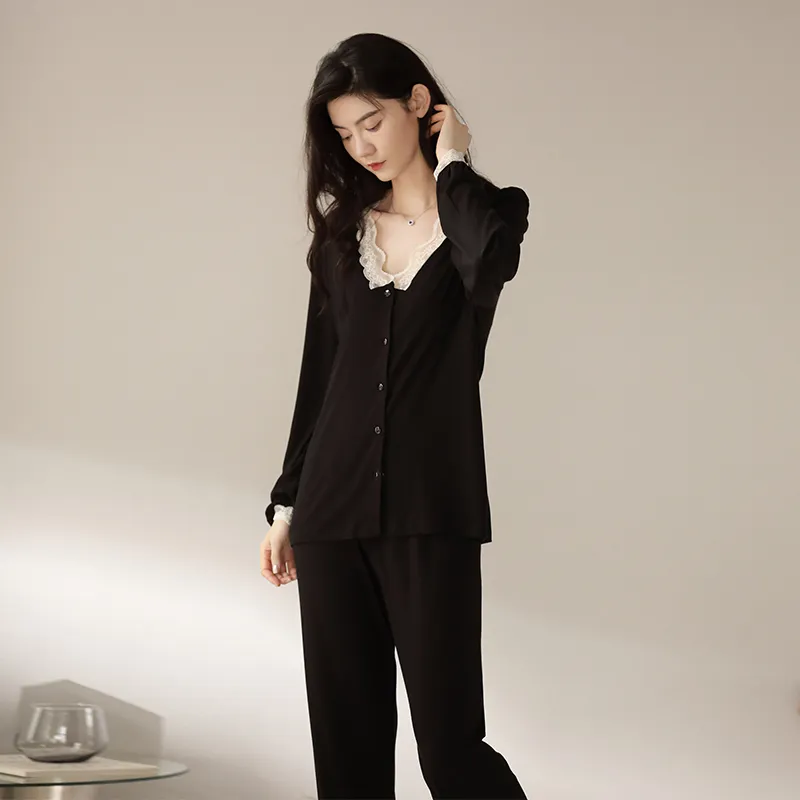 XIAFENYAN Pajama Set Women's Black-6