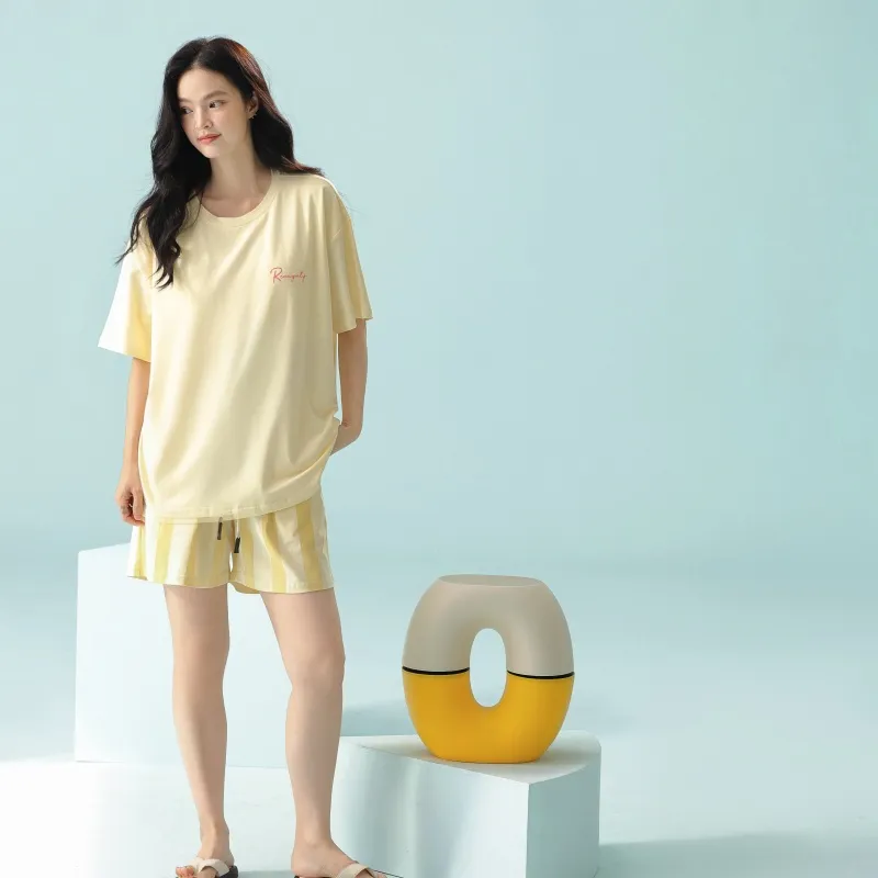 XIAFENYAN Pajama Set Women's Yellow-1