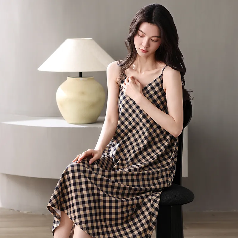 XIAFENYAN Nightgown Women's Khaki-2